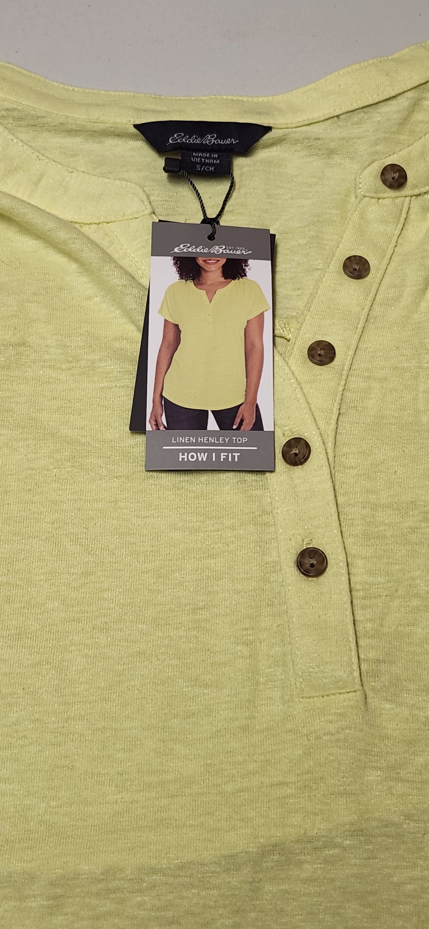 Eddie Bauer Women's Linen Henley Top Size Small