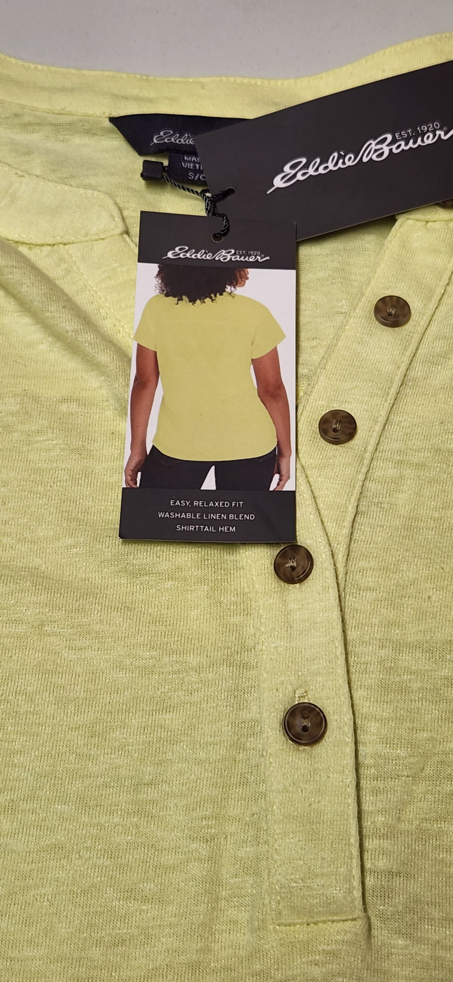 Eddie Bauer Women's Linen Henley Top Size Small