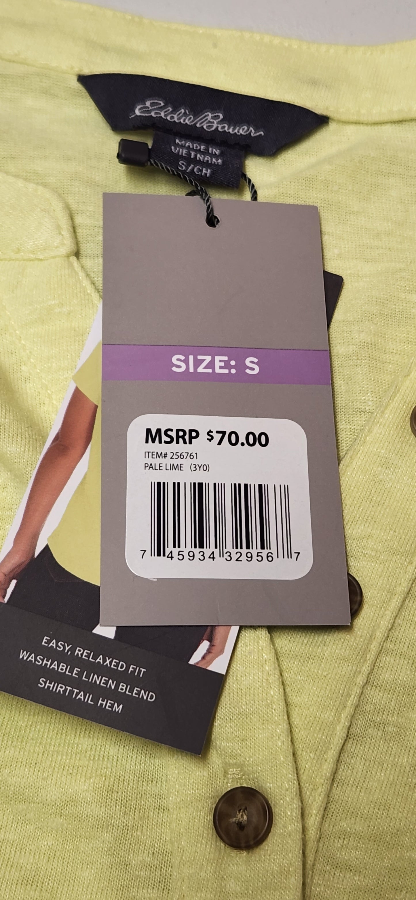 Eddie Bauer Women's Linen Henley Top Size Small