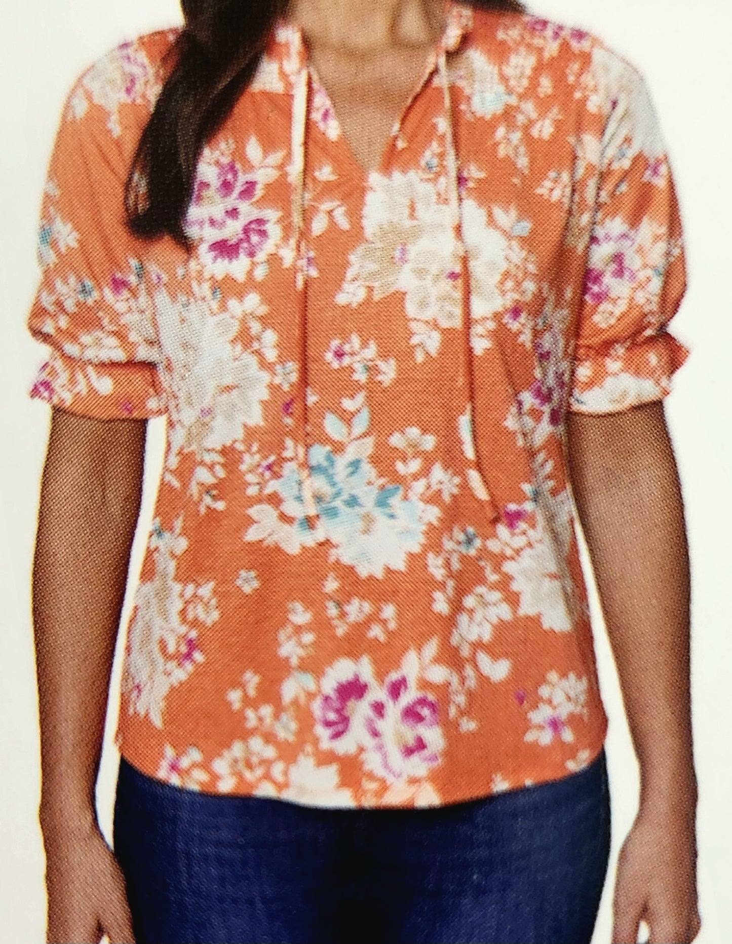 Nuco Women's Coral Floral Top