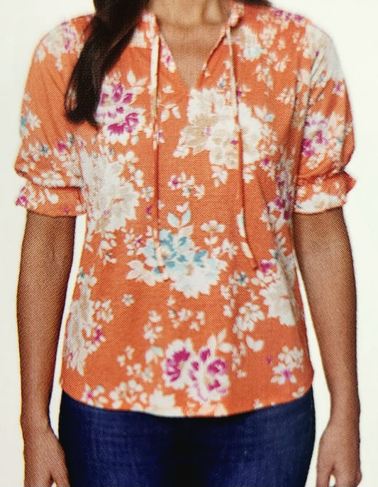 Nuco Women's Coral Floral Top