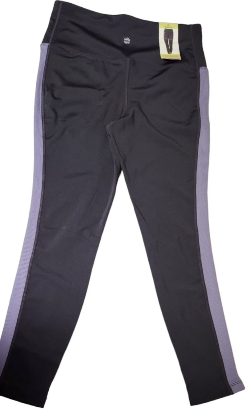 Tangerine Women's High Waist Tummy Control Active Rib Trim Capri Leggings