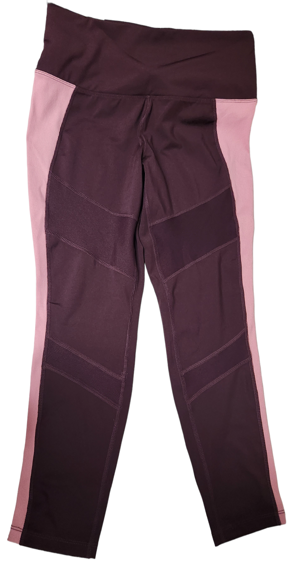 Tangerine Women's High Waist Tummy Control Active Rib Trim Capri Leggings