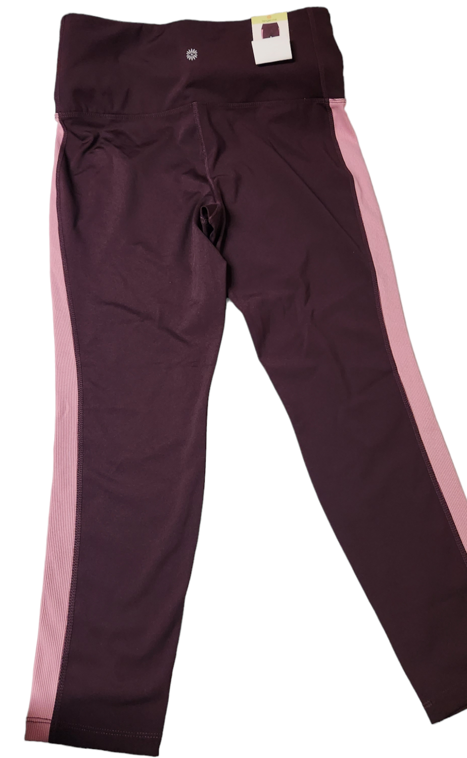 Tangerine Women's High Waist Tummy Control Active Rib Trim Capri Leggings