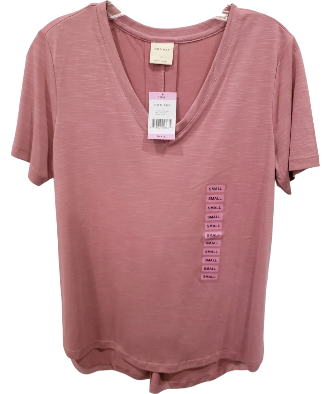 Mod Ref Women Essential Short Sleeve V-Neck Shirt with Back Pleat