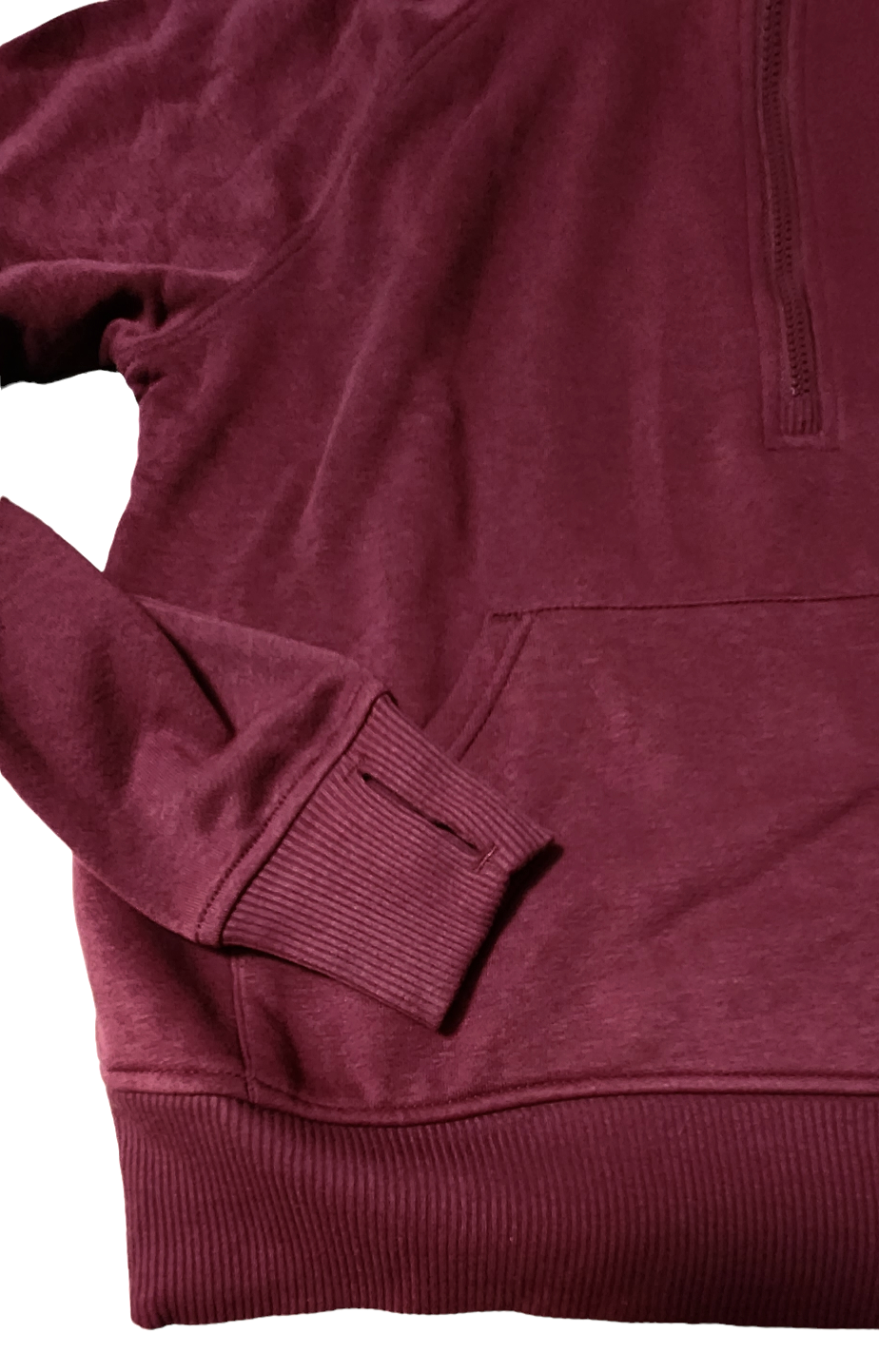 Members Mark Women's Ribbed Half Zip Hoodie With Kangaroo Pocket