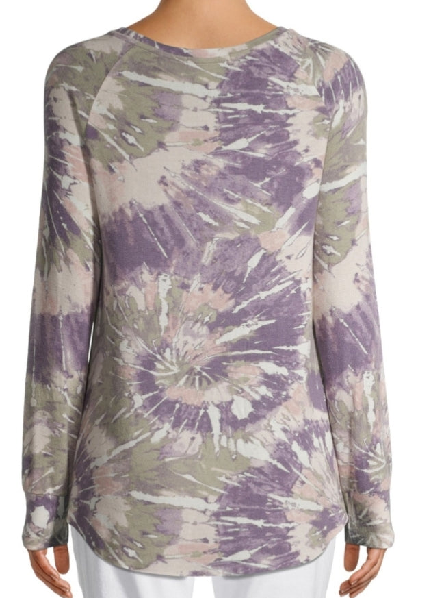 Gray by Grayson Social Juniors' Cozy Long Sleeve Tie-dyed XSMALL