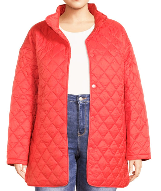 Time and Tru Women's Quilted Barn Coat (Orange) Size Large (12-14)