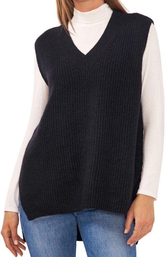 Vince Camuto Women's Oversized Knit V-Neck High-Low Sweater Vest