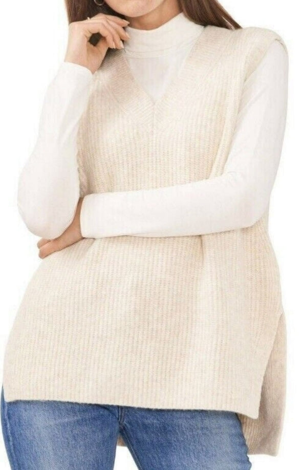 Vince Camuto Women's Oversized Knit V-Neck High-Low Sweater Vest