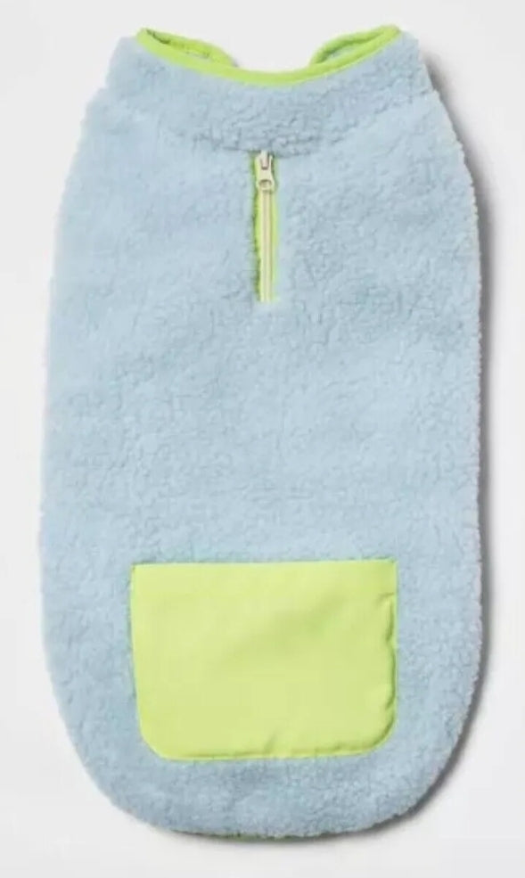 Blue And Green Fuzzy Sherpa Dog Vest by Boots & Barkley