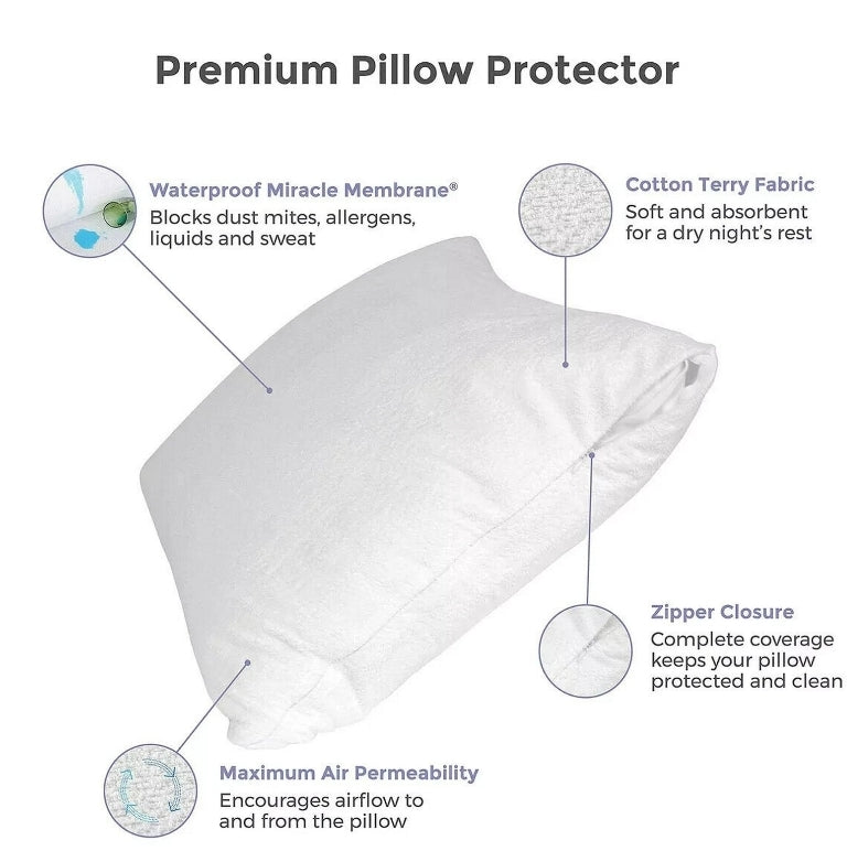 Protect-a-Bed Premium Pillow Protector, breathable, waterproof Standard 21x27