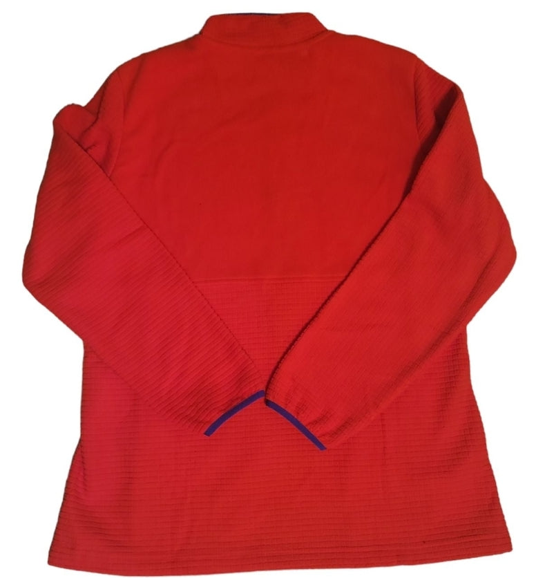 Land's End Women's Long Sleeve Full Zip Grid Fleece Jacket (Daylily Orange, M)