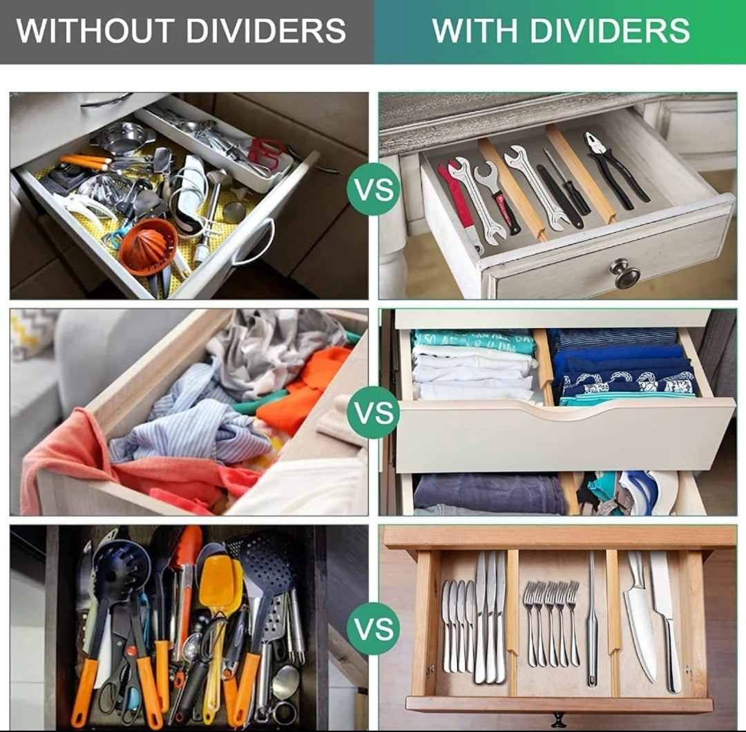 Huadi Bamboo Expandable Drawer Dividers (17.72"-21.65") 4-PACK