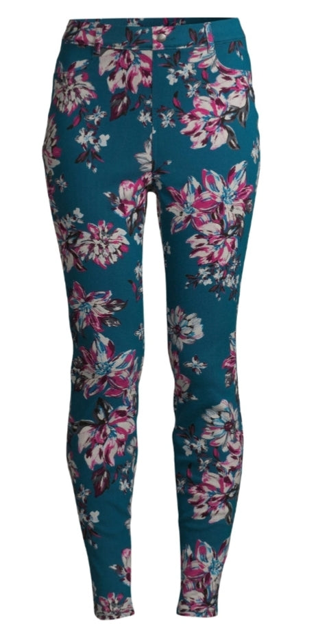 Time and Tru High-Rise Stretch Fitted Floral Jegging Size Large (12-14)