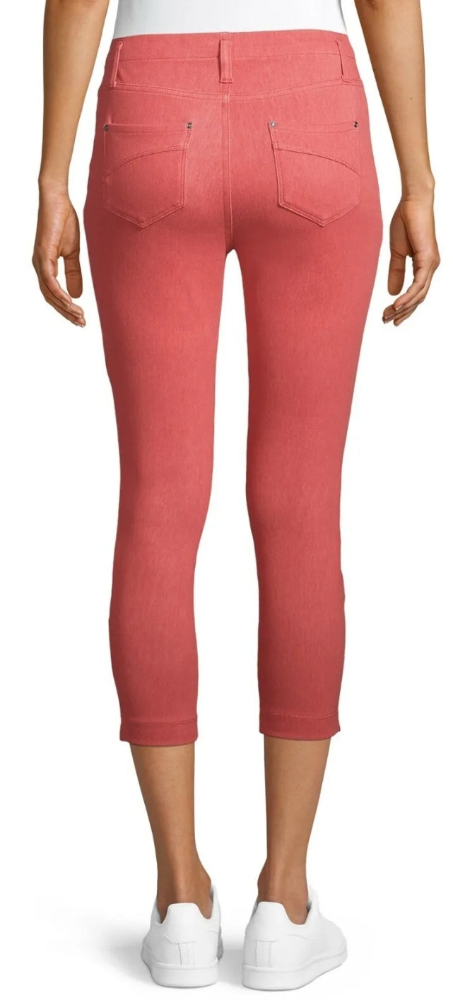 Time and Tru Women's Coral Bisque Heather Stretch Fitted Capri Jegging Small 4-6
