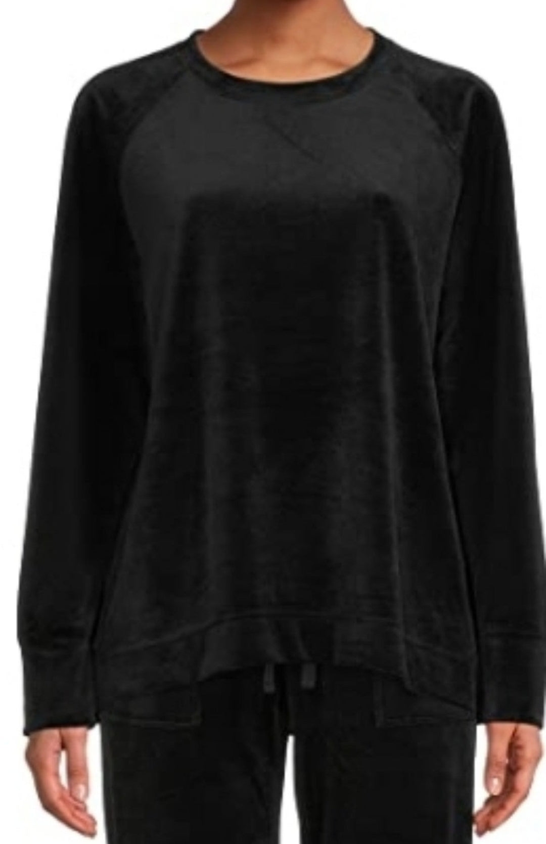 Time and Tru Women's Velour Black Long Sleeve Top