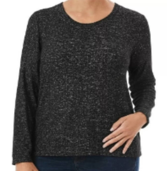 Member's Mark Long Sleeve Cozy Relaxed Fit Crew Neck Top Black