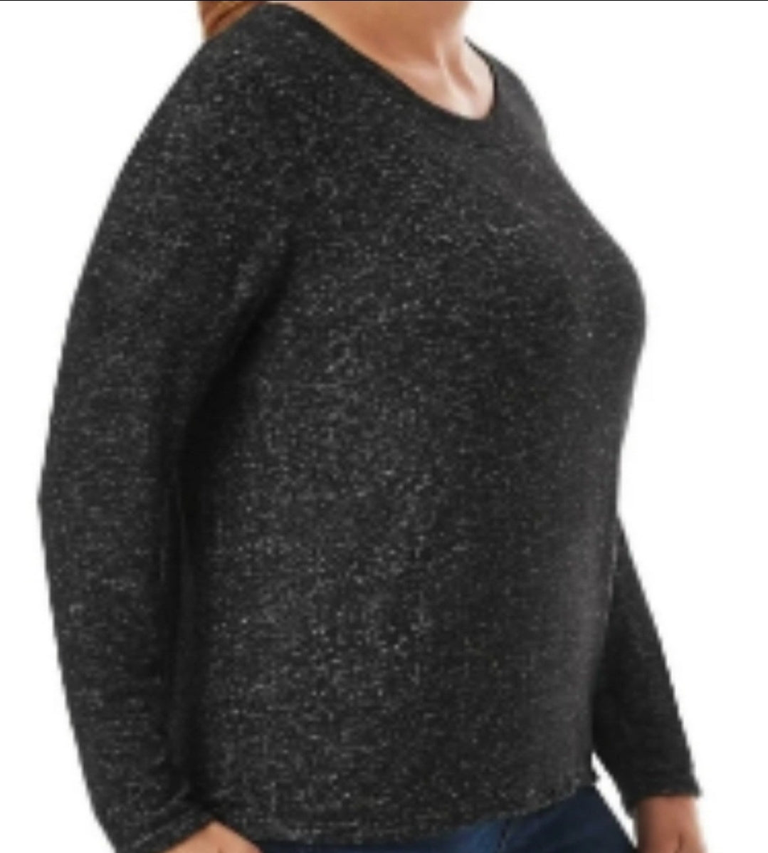 Member's Mark Long Sleeve Cozy Relaxed Fit Crew Neck Top Black