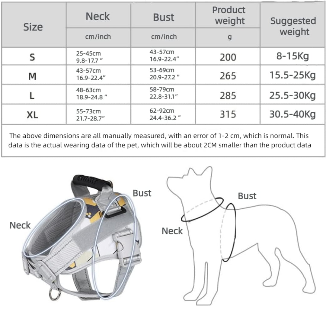No-Pull Pet Harness Adjustable Soft Padded Dog Vest Reflective No-Choke Pet Oxford Vest with Easy Control Handle for Large Dogs