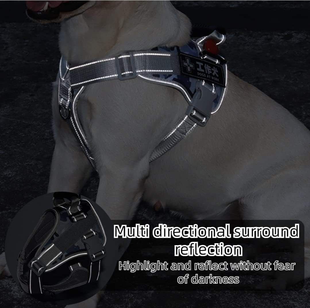 No-Pull Pet Harness Adjustable Soft Padded Dog Vest Reflective No-Choke Pet Oxford Vest with Easy Control Handle for Large Dogs