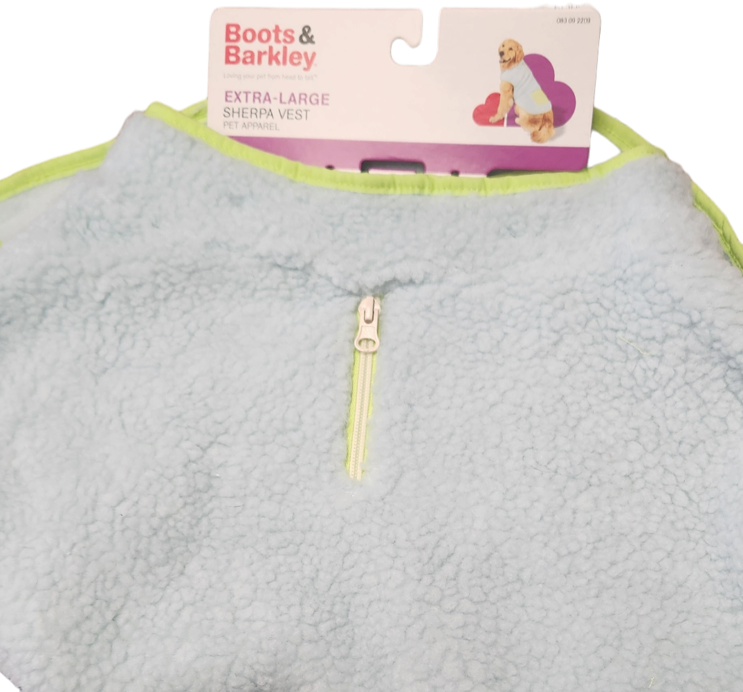 Blue And Green Fuzzy Sherpa Dog Vest by Boots & Barkley