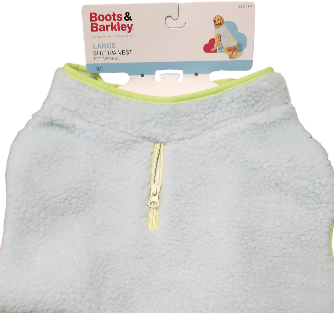 Blue And Green Fuzzy Sherpa Dog Vest by Boots & Barkley