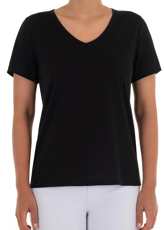 Time and Tru V-Neck Relaxed Fit Black Tee XL