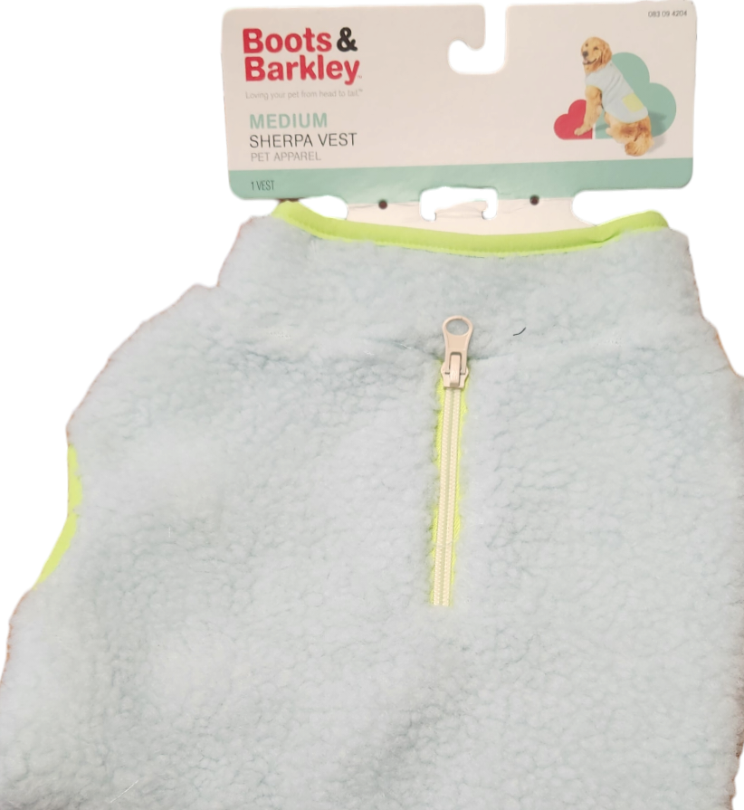 Blue And Green Fuzzy Sherpa Dog Vest by Boots & Barkley