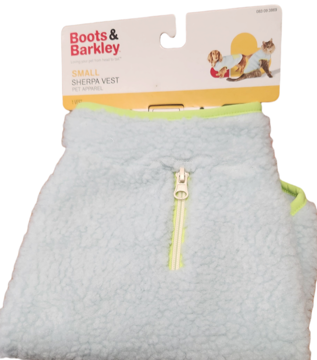 Blue And Green Fuzzy Sherpa Dog Vest by Boots & Barkley