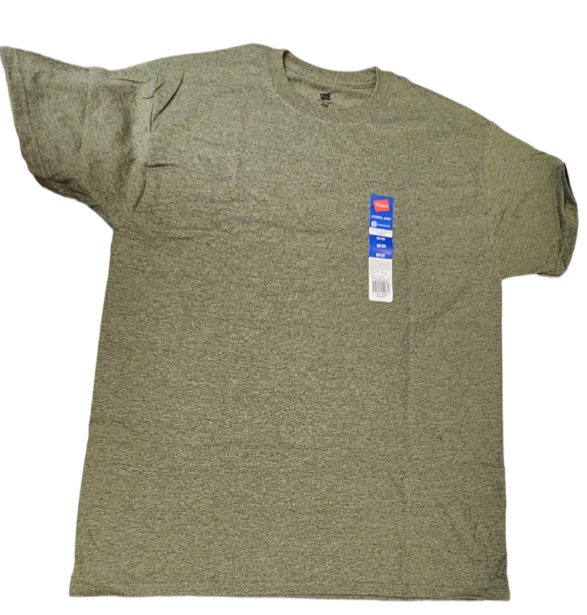 Hanes Cool Dri Wicking Short Sleeve Crew Green Luck Heather Size Medium