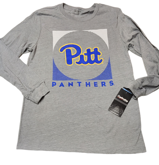 Captivating Apparel Boys Pitt Panthers Gray Long Sleeve T-Shirt Size Large (14/16)