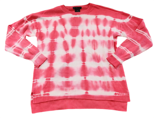 Design History Pink Horizontal Tie-dye Crew Neck Long Sleeve Sweater