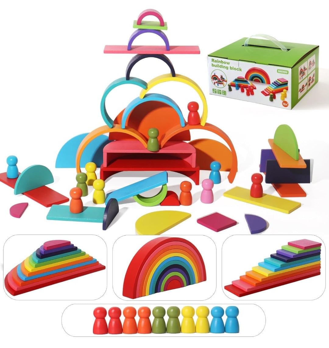 Wooden Rainbow Building Blocks