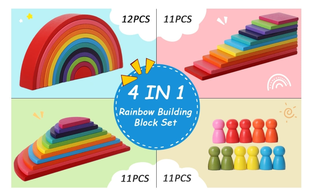 Wooden Rainbow Building Blocks