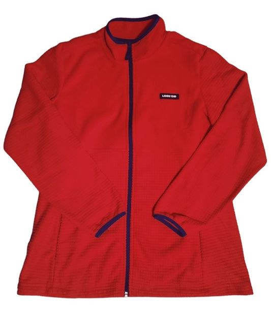 Land's End Women's Long Sleeve Full Zip Grid Fleece Jacket (Daylily Orange, M)