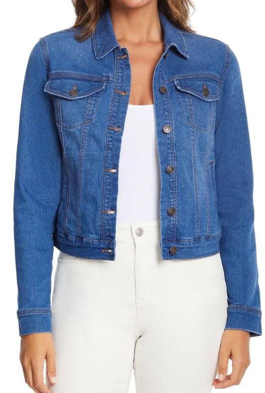 Social Standard Women's Long Sleeve Button Up Denim Jean Jacket