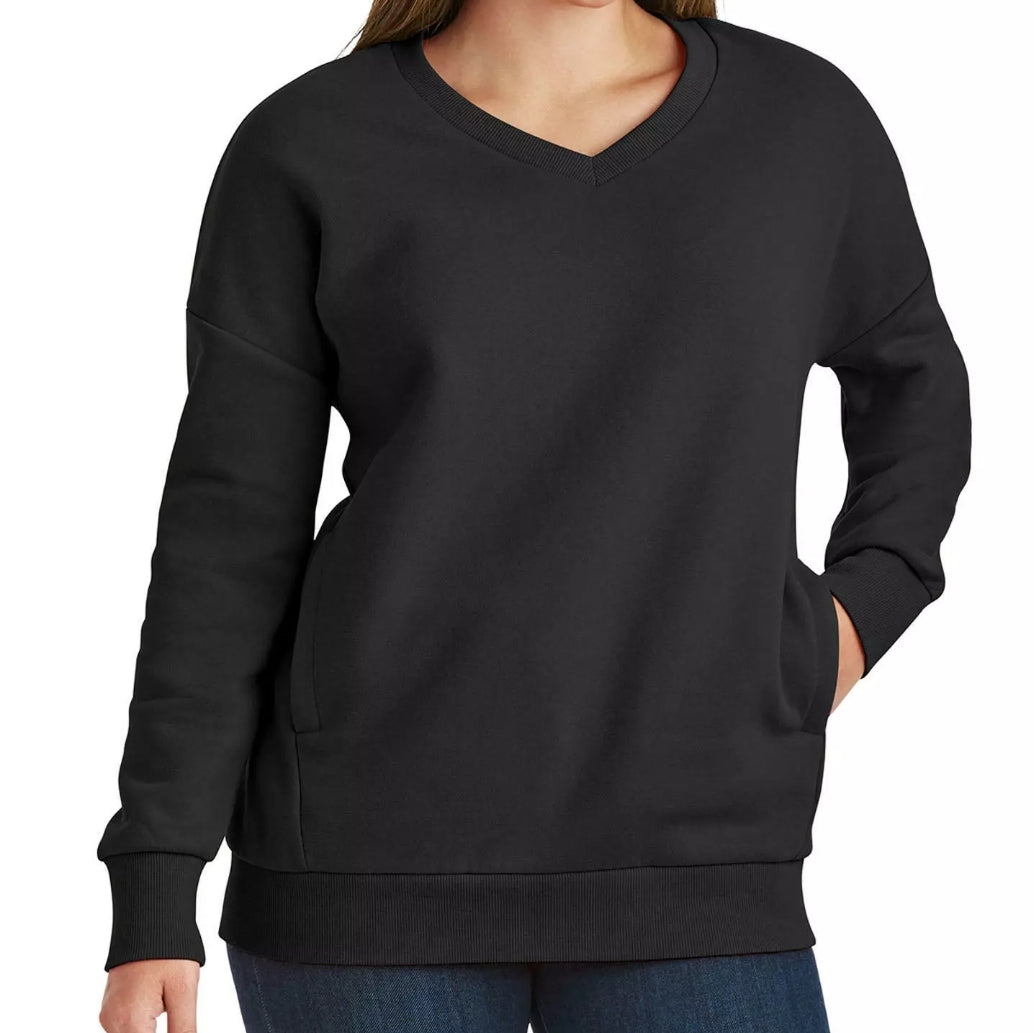 Member's Mark Womens Black V-Neck Cozy Sweatshirt with Pockets