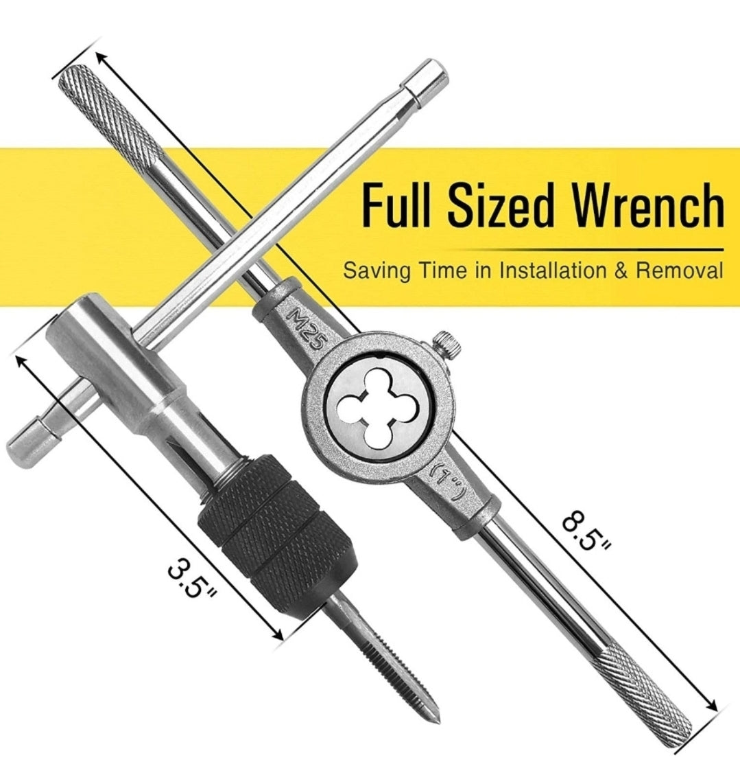 AZUNO 14-Piece Metric Tap & Die Set, with Drill Bit & Wrenches