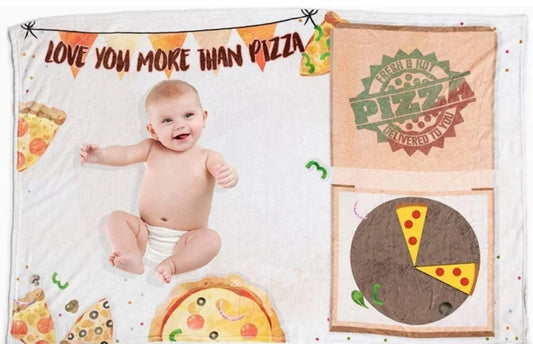 Baby Milestone Blanket Love You More Than Pizza