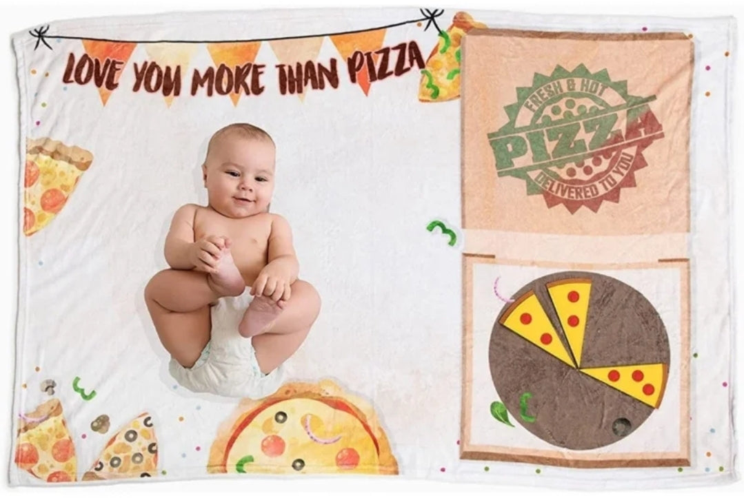 Baby Milestone Blanket Love You More Than Pizza