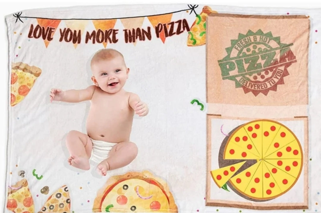 Baby Milestone Blanket Love You More Than Pizza