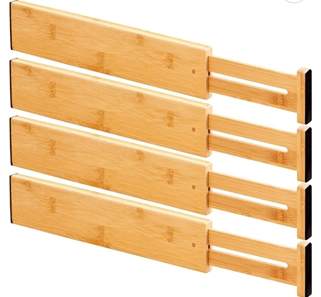 Huadi Bamboo Expandable Drawer Dividers (17.72"-21.65") 4-PACK