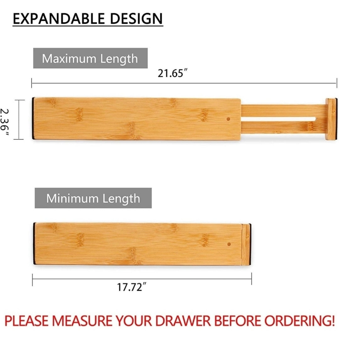 Huadi Bamboo Expandable Drawer Dividers (17.72"-21.65") 4-PACK