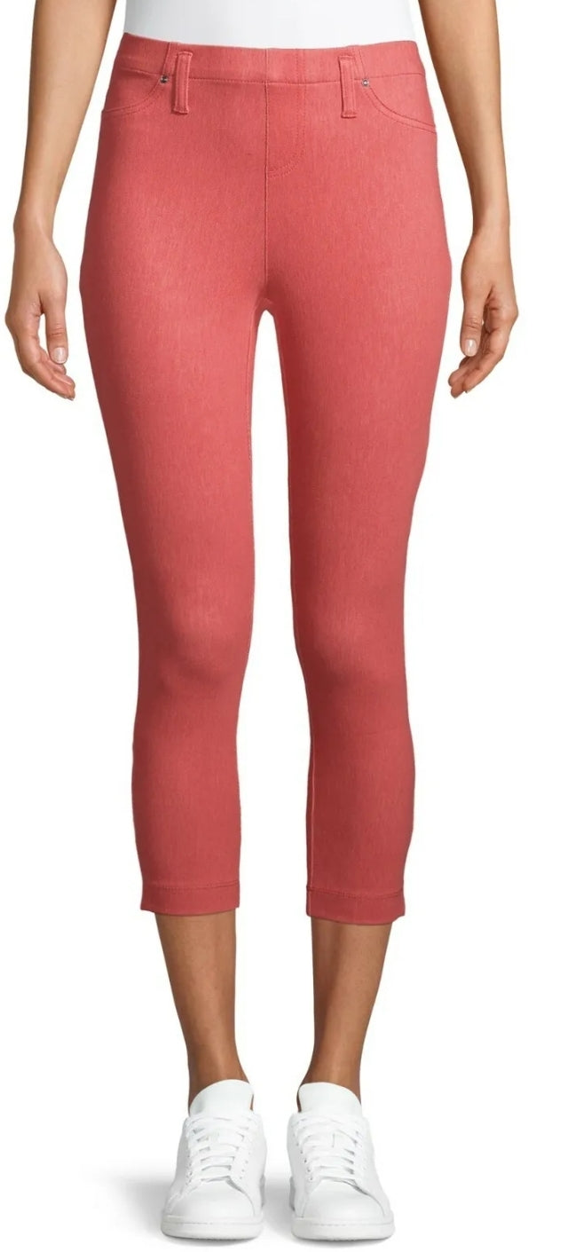 Time and Tru Women's Coral Bisque Heather Stretch Fitted Capri Jegging Small 4-6