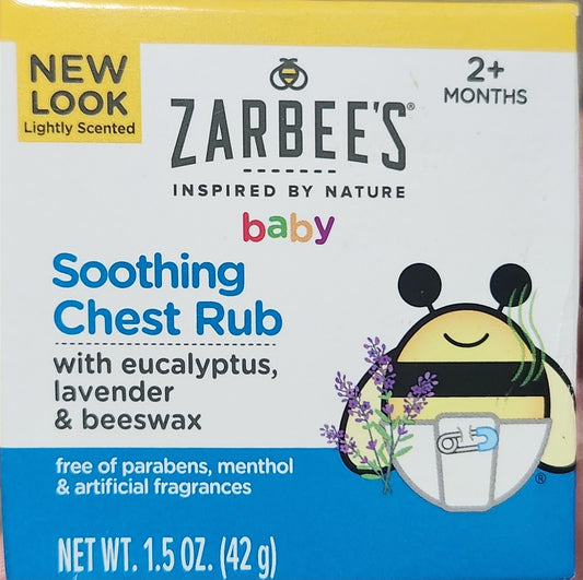 Zarbee's Baby Soothing Chest Rub with eucalyptus, lavender & beeswax Net WT 1.5oz (42g)