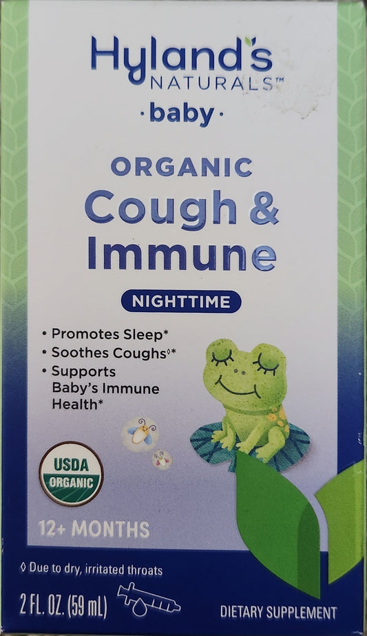 Hyland's Naturals Baby Organic Cough & Immune Nighttime 12+ Months 2 FL OZ. (59mL)