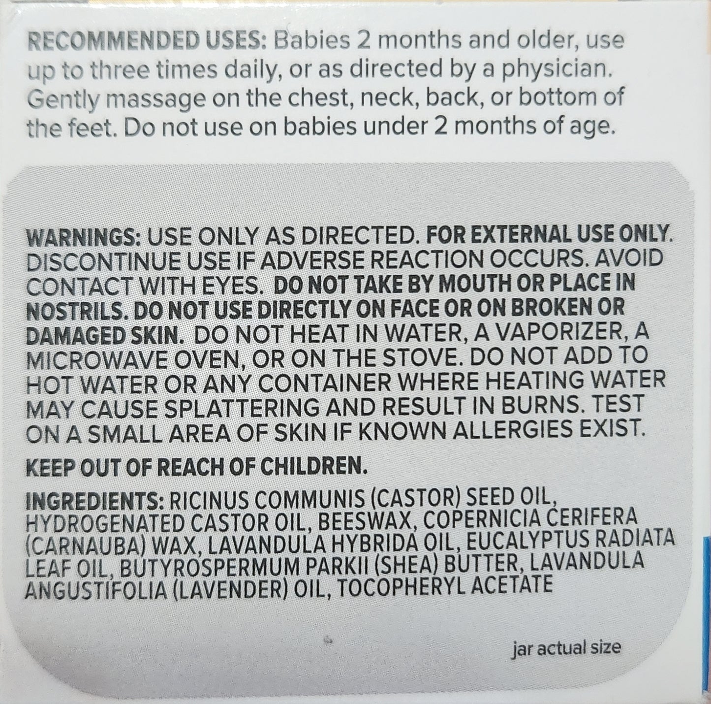 Zarbee's Baby Soothing Chest Rub with eucalyptus, lavender & beeswax Net WT 1.5oz (42g)